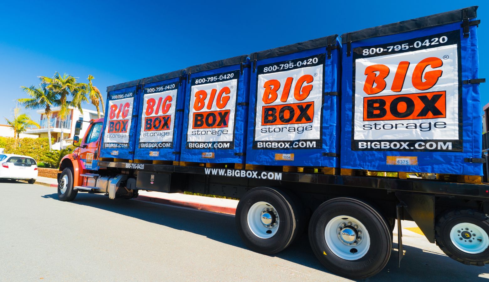 Big Box Storage truck carrying storage units